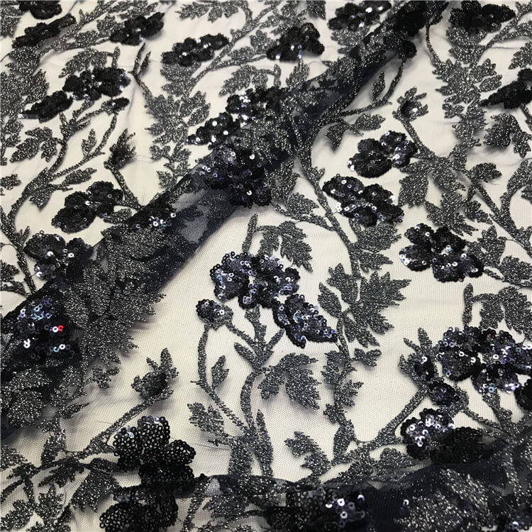Sequin Evening Women's Polyester Embroidered Fabric for Women's Wear W 3